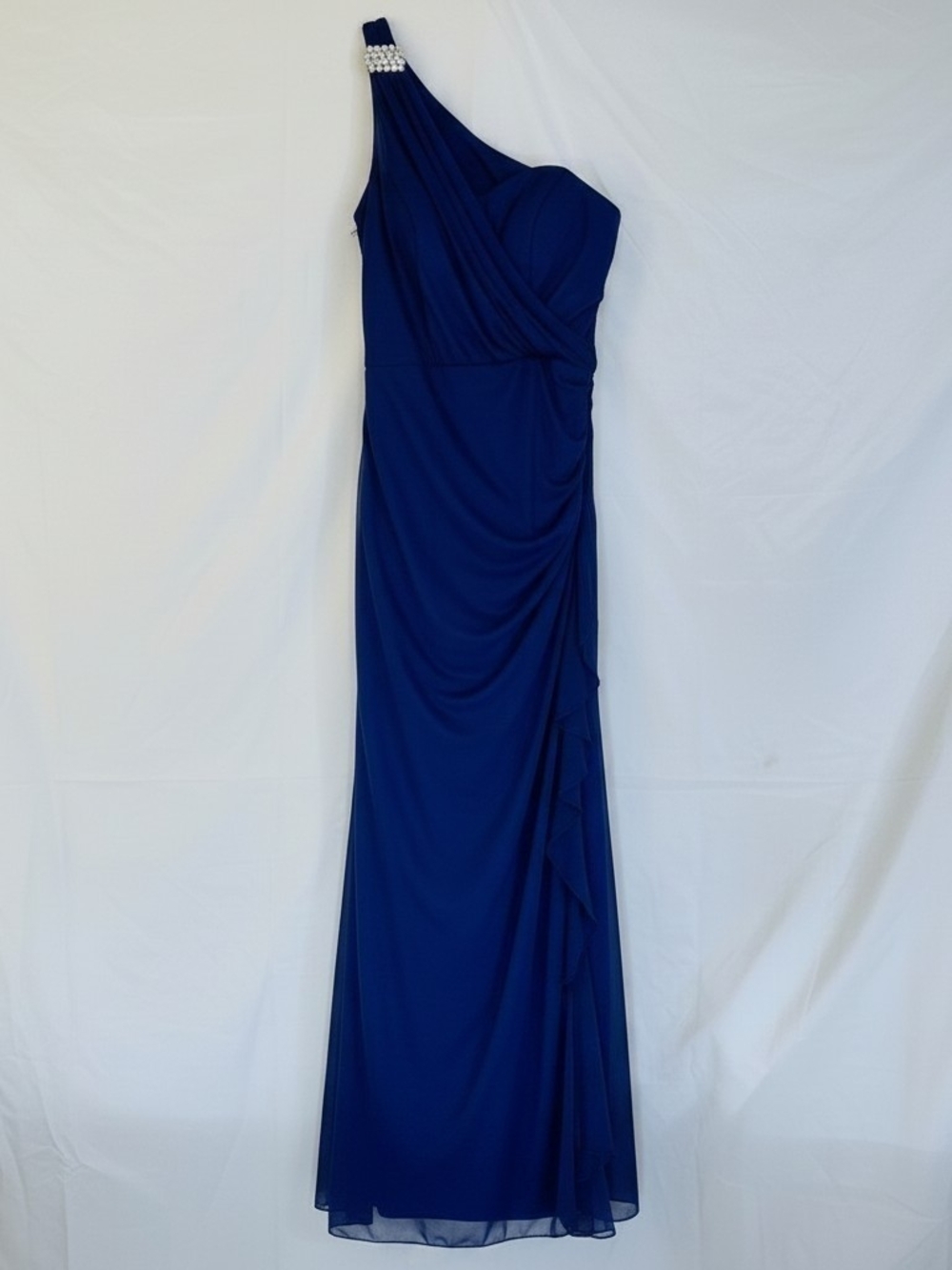 Blondie Nites One-Shoulder Cobalt Blue Evening Gown